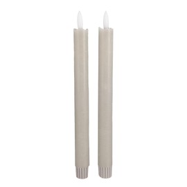 LumiPur Signature Collection Natural Glow Flickering Flameless LED Wax Taper Candle 1" x 9" (2 Pack, Gray Fog)