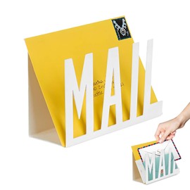 Mail Holder Cut-Out Metal Letter Holder Worktop Metal Email Organiser - Letter Stand for Office and Home 6 x 3.8 x 2.2 Inches, Desk Storage, Compact and Practical