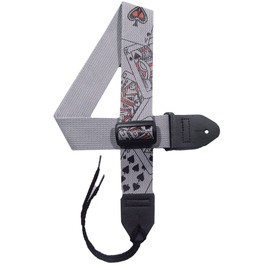 Legacystraps DSG Royal Flush 2" Cotton Guitar Strap Blk/Red on Silver