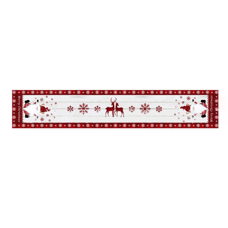Christmas Gnome Table Runner Dwarf Striped Cotton and Linen Tablecloth