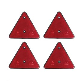 ETUKER 4 x Trailer Triangle Red Rear Reflector, Triangle Rear Reflectors Safety Reflector Screw On Post Reflectors, Reflectors for Gate Posts (Red)
