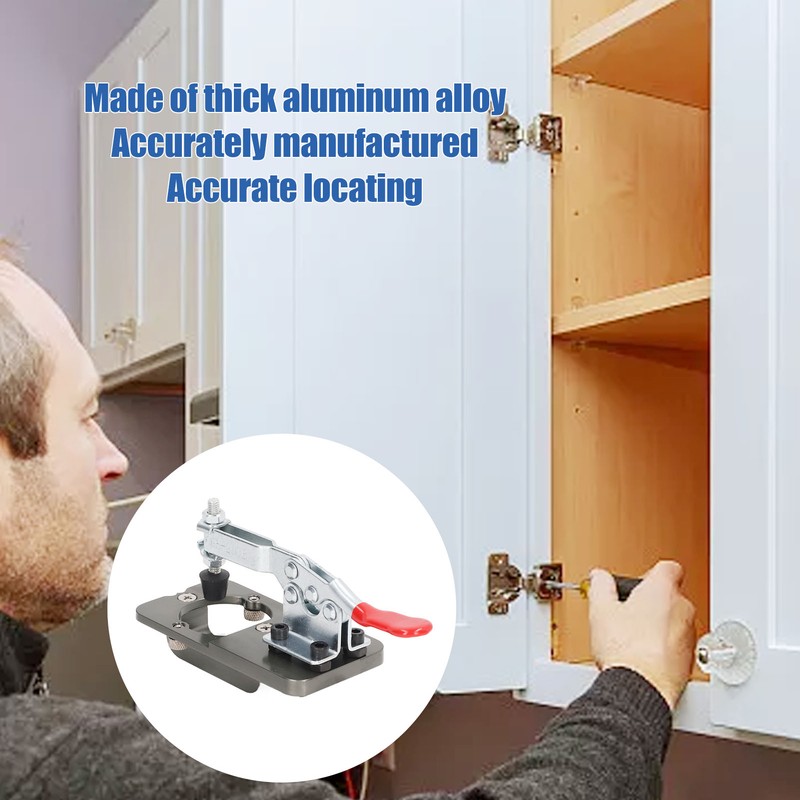 Hinge Boring Jig Set Cabinet 35mm Hole Opener Aluminum Alloy