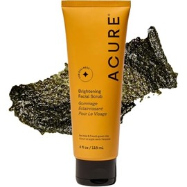 Acure | Exfoliante facial iluminador de arcilla verde y alga marina | Iguala el tono y la textura de la piel, 118 ml