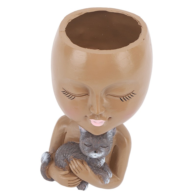 Funny Face Planter Pot Girl Head Planter Innovative Decorate Resin