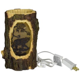BLACK FOREST DECOR - Bear Tree Light - Rustic Backlit Bear Scene Light with Bark Texture - 7.24" x 4.75"