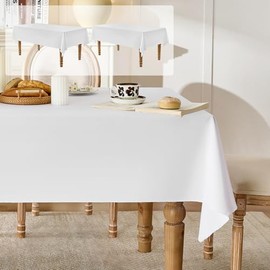 Glomii 2 Pack White Square Table Cloths - Wrinkle Free Machine Washable Tablecloth, Polyester Wrinkle Free Table Cover for Dinning Room, Party, Buffet, Wedding, Restaurants, 147 x 147cm