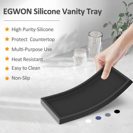 EGWON Shatterproof Toilet Tank Tray, Thick Silicone Soap Dispenser for Bathroom Vanity Tops