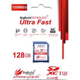 BigBuild Technology 128GB U3 SDXC Memory Card for Sony a6700, a7C II, a7CR, a9 III Cameras