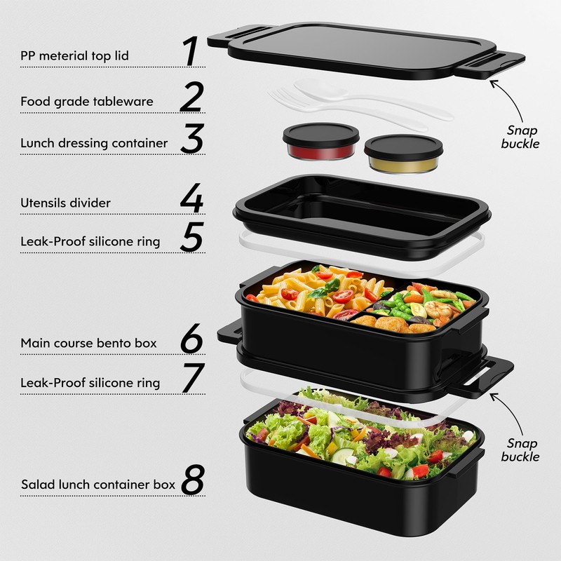 Jelife Adult Bento Box Lunch Box - Large Style Stackable