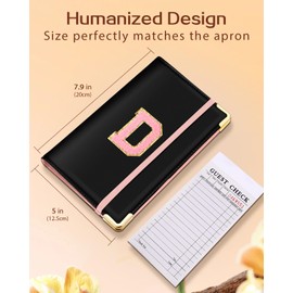 Slohif Server Book for Waitress Alphabet Serving Books with Zipper Pocket Accessories Leather Server Check Book Restaurant Waiter Wallet Server Booklet Ticket Book Holder Red D