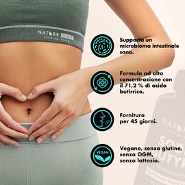Nature Diet Sodio Butirrato, Acido Butirrico, 720 mg per Porzione, 90 Caps