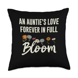 A Auntie's Love Forever In Full Bloom Funny Cute Mothers Day Throw Pillow