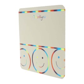 10x Thank You cards - Embossed Happy Emoji Smiley faces Rainbow 3D Holographic Foil +Envelopes