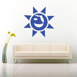 Tropical Florida Cute Sun Vinyl Decal Sticker Bumper Cling for Car Truck Window Boat Laptop Wall Cooler Tumbler | Die-Cut/No Background | Multiple Sizes and Colors (14” Inch, Red)