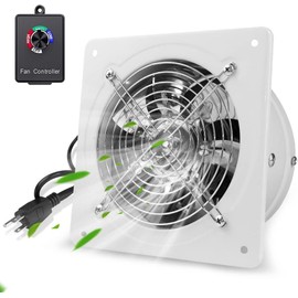 WiseWater 6 Inch Exhaust Fan, 353 CFM Extractor Fan with Speed Controller, 110 V 40W Household Ventilation Fans for Attic, Garage, Greenhouse, Warehouse, Farm, Smoking Room, Shed (White)