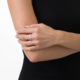 Tidefire Stainless Steel Love Friendship Ring Titanium Steel Ring Cubic Zirconia Ring for Men Women (Silver 4-10)