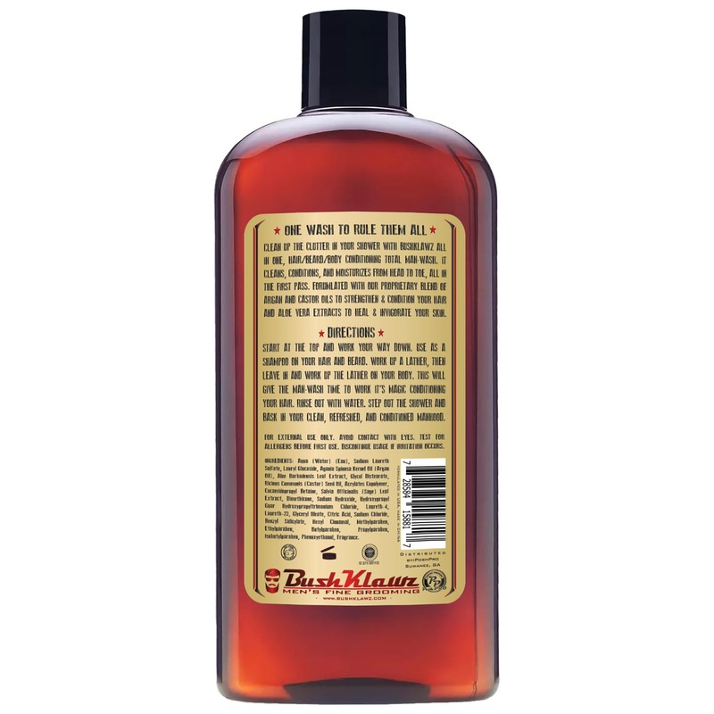 LUMBER PRINCE Men's Original All in One 3-in-1 Shampoo, Conditioner,