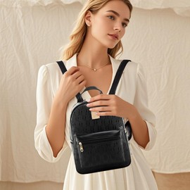 AINUOEY Women's Backpack Bags Women Elegant Bag City Backpack Handbag Vintage PU Leather 76603 1-Piece Set Black
