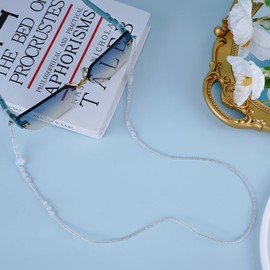 BILIONE Heart Acrylic Beaded Eyeglass Chains for Women and Men, Eye Glasses Strap Around Neck, Sunglass Holder Hanger Lanyards, Light Blue