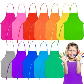 FUWEN Delantales de Pintura para Niños de 12 colores, 12 Piezas Delantales de Tela no Tejida para Niños, para Cocina, Aula, Evento Comunitario, Manualidades y Actividades de Pintura Artística