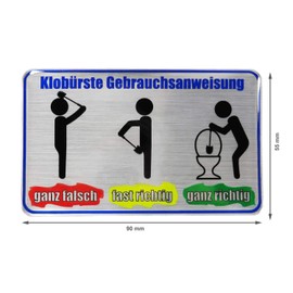 BIKE-label 3D Sticker Aluminium Look Fun Notice Sign Toilet Brush Instructions 90 x 55 mm 900129VA