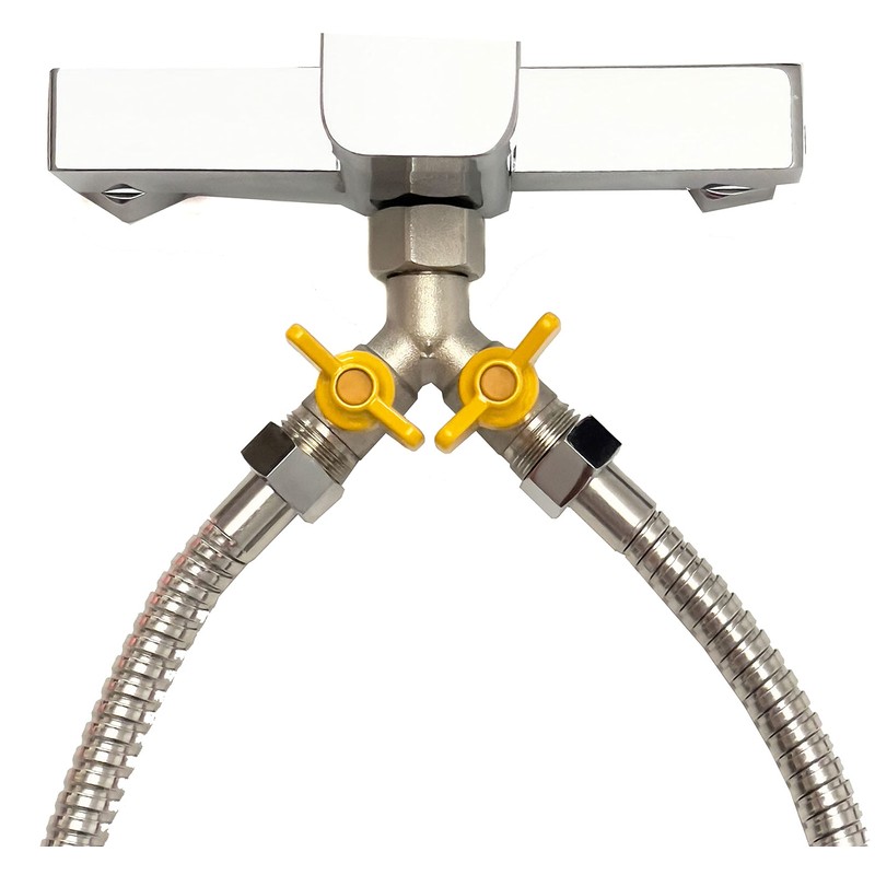 Soytich 3-way Y-splitter with 2 shut-off ball valves, for connecting