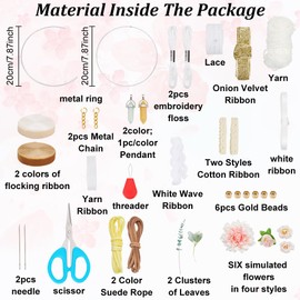 BEUNITONE DIY Moon Flower Dream Catcher Kit for Beginner 2 Set Boho Feather Lace Flowers Vivid Dream Catcher for Wall Decor Large Half Circle Handmade Dream Catcher Kit with Crystals Gold for DIY