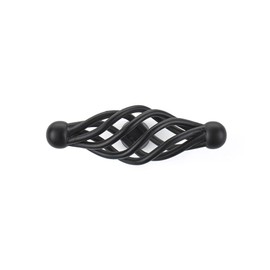 Richelieu Hardware BP10569900 Champs-Élysées Collection 2 3/4-inch (69 mm) x 13/16-inch (20 mm) Matte Black Traditional Cabinet and Drawer Birdcage Knob for Kitchen, Bathroom, and Furniture