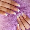 French Tip Press on Nails Medium Coffin Fake Nails with