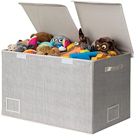 GRANNY SAYS Extra Large Toy Chest, 1-Pack Toy Box for Girls and Boys, Fabric Storage Bins with Lid, Beige/Blue