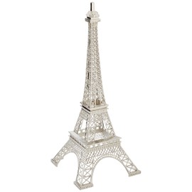 Eiffel Tower Paris France Silver Metal Tower Display Stand Party Favor (15" Tall by 6" Wide)