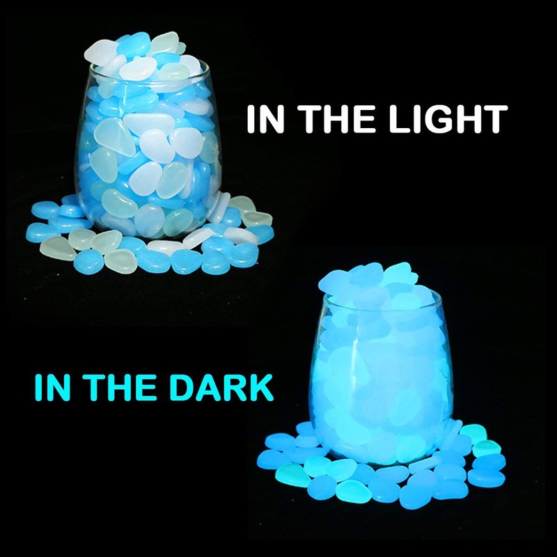 LAUQEE Glow in The Dark Garden Pebbles Stones Rocks for