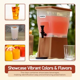OCS Parts 3 Gallon Beverage Dispenser with Base and Labels for Drink Identification | Brown | Dishwasher and Freezer Safe Dispenser for Iced, Tea, Juice, Lemonade and Horchata