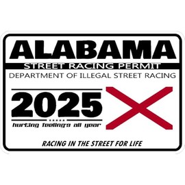 2024 Illegal Street Racing Permit Drag Racing Car Truck Window Funny Humor Novelty Black White Rectangle Sticker Safety Decal Unlimited 3" x 2" (Alabama)