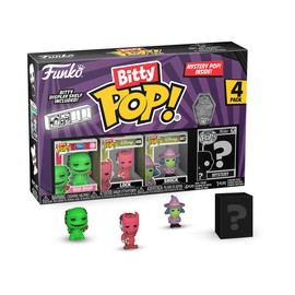 Funko Bitty Pop The Nightmare Before Christmas - Oogie Boogie 4PK - Oogie Boogie, Lock, Shock and A Surprise Mystery Mini Figure - 0.9 Inch (2.2 Cm) Collectable - Stackable Display Shelf Included