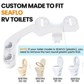 RV Bidet Toilet Seat Attachment Support for SEAFLO, RV Bidet for Camper Toilet, Self/Rear/Front Cleaning, Non-Electric Adjustable Water Pressure, Fresh Water (Chrome Knob for SEAFLO)