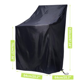 Stackable Patio Chair Covers, 210D Outdoor Chair Covers Waterproof for Stacked Chairs, Lawn Chair Covers Waterproof Outdoor Fits for 4-6 Outdoor Stacking Chairs (Black, 25"L x 25"W x 47”H)