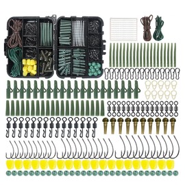 FOLANDO 307 Carp Fishing Tackle Accessories, Fishing Accessories Kit Fishing Hooks, Safety Clips Hooks, Fishing Line Beads, Boilie Stops, Corn with Tackle Box