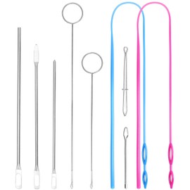 Drawstring Threader Tool,Sewing Loop Turner for Fabric Belt Shoulder Straps, Hoodie String Replacement Metal Rope Threader Clip Tweezers,Plastic Flexible Drawstring Threader
