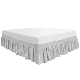 PiccoCasa Bed Skirt, Polyester, Solid, Scandinavian Pleat, Cute, Easy to Install, Bed Cover, Frill, Princess Style, Lightweight, Skirt Length 15.7 inches (40 cm), Light Gray, 55.1 x 74.8 inches (140 x
