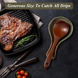 Spoon Rest for Kitchen Stove Top, Ceramic Large Cooking Spoon Holder for Kitchen Countertop 8 Inches Dishwasher Safe and Heat-Resistant Utensil Rest, Modern Farmhouse Decorative (Rust Color)