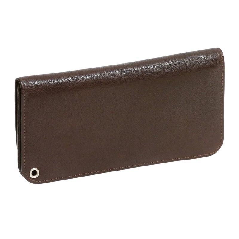 BIKER Trucker Wallet Long Format Genuine Leather Brown, brown