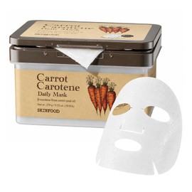 SKIN FOOD since 1957 Skinfood Mascarilla Diaria De Caroteno De Zanahoria 9.52 Oz (30Ea) - Calmante, Hidratante Rápida, Piel Sensible, Aceite De