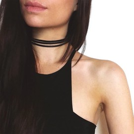 TseenYi Leather Choker Necklace Layering Velvet Suede Necklace Boho Multilayer Velvet Clavicle Necklace Short Velvet Choker Necklace Chain Jewellery for Women and Girls (Black)