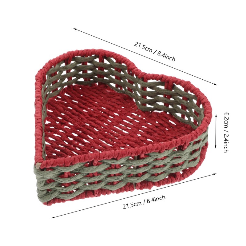 LABRIMP Handcrafted Heart Shape Woven Rattan Storage Basket Snack Fruit
