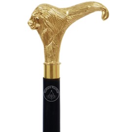 Walking Cane with Solid Brass Lion Handle Vintage Brass Lion Head Walking Cane Wooden Handmade Designer Cane for Men and Women.