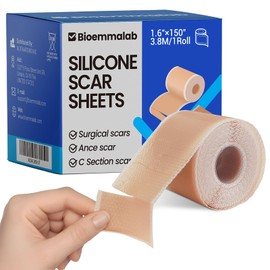 Silicone Scar Sheets Medical Grade Tape (1.6"x150" Roll) Healing Patches for C-Section, Keloid, Face Wrinkles, Stretch Marks, Surgical Recovery, Professional Scar Cover for Sensitive Skin, Soft Tissue