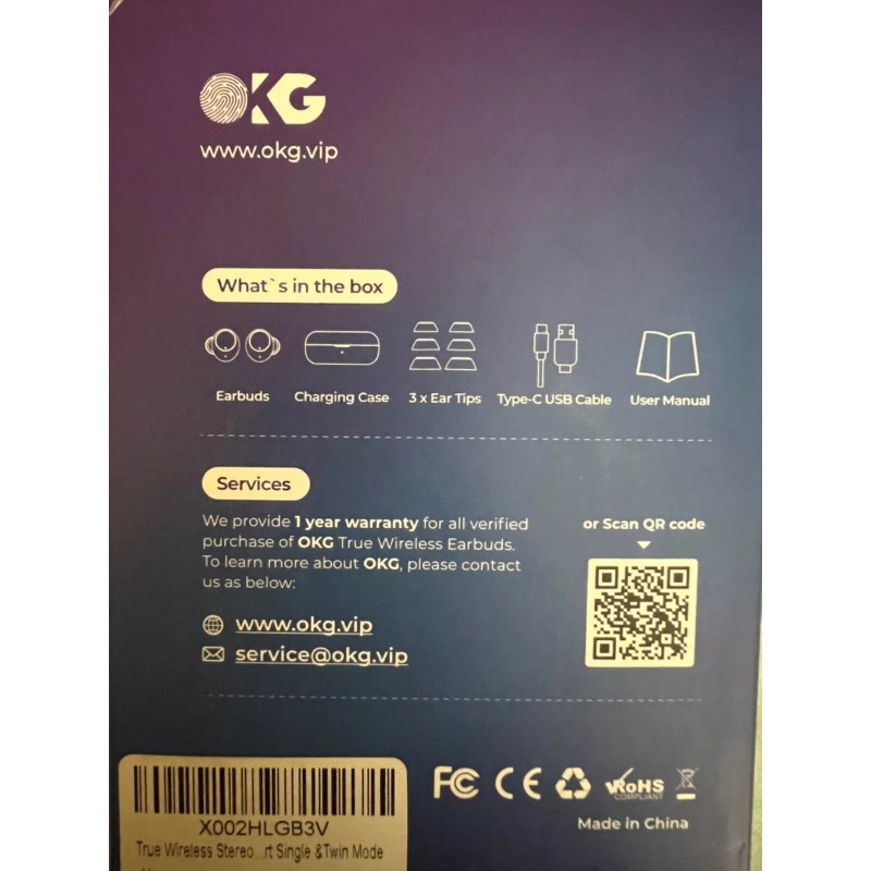 OKG Bluetooth Truewiteless Earbuds Waterproof Bluetooth IPX8 S12