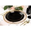 Black and Gold Rim Round High End Plastic Plates (10