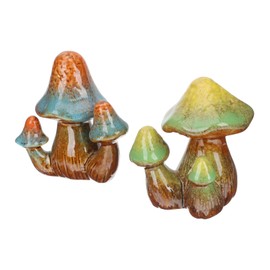 MERRYHAPY 2pcs Mushroom Figure Mushroom Statue Fairy Plants Stakes Ceramic Garden Mushrooms Fairy Gardens Mushroom Out Door Decor Garden Ceramic Mushroom Ceramics Miniature Child Props